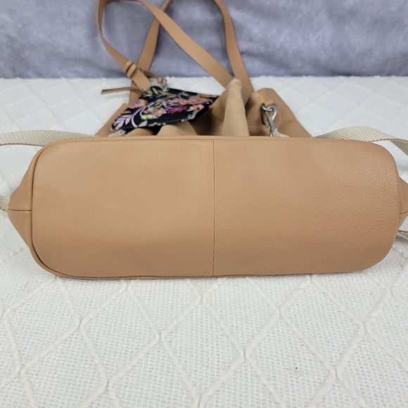 Lucky Brand Leather Suede Large Deep Shoulder Bag In Walnut cream - Picture 10 of 12